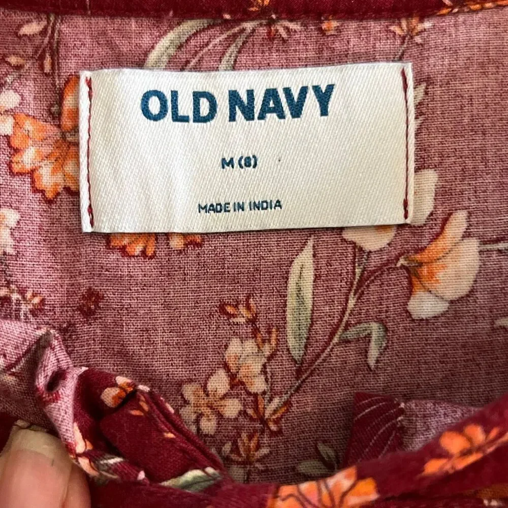 Old Navy Girls’ Burgundy Floral Dress – Size 8
